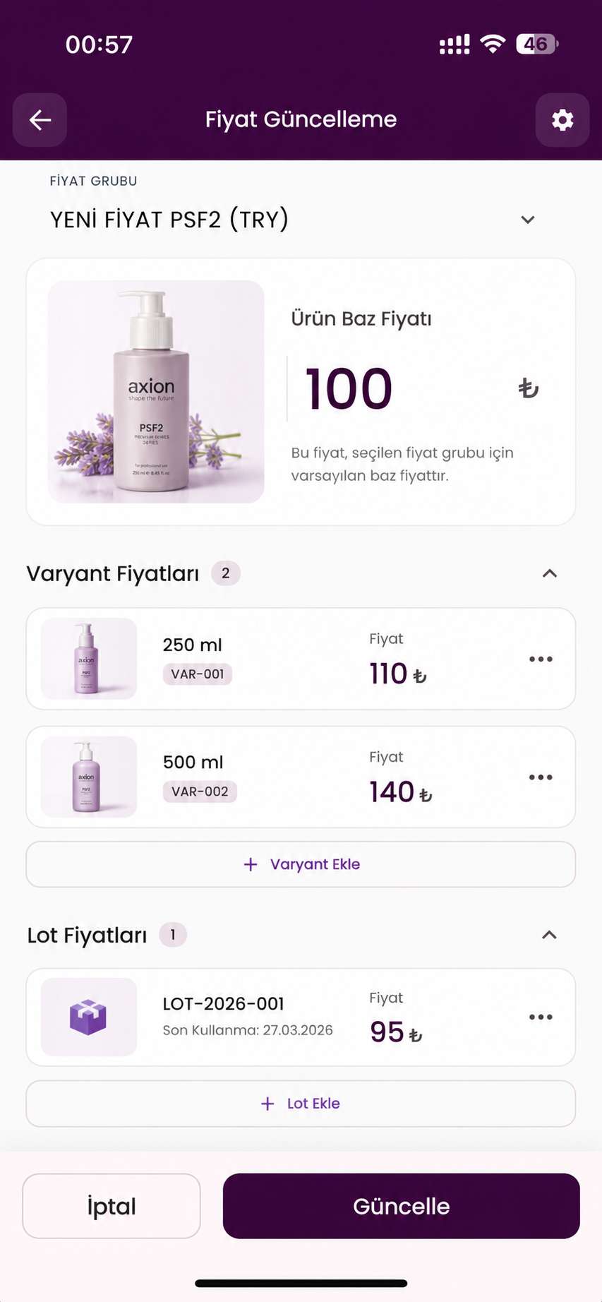 AXION Pricing Mobile